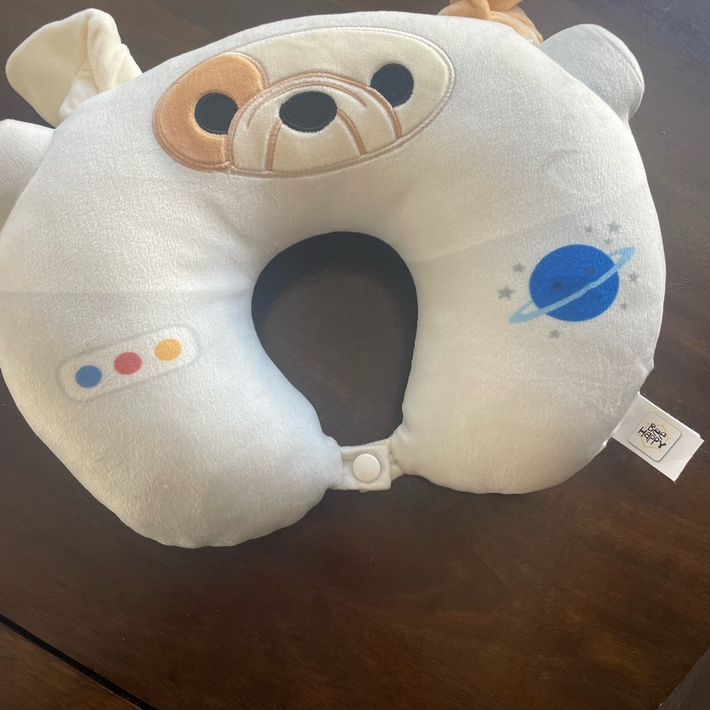 Squishmallows White and Brown Bear Neck Travel Pillow